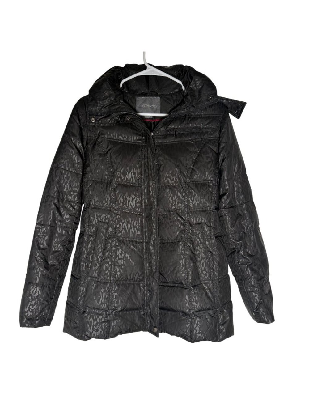 Covington Women's Black Puffer Jacket with Faux Fur Trim Hood Size Small